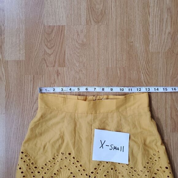 Ten Sixty Sherman Eyelet Detail High Waisted Yellow Shorts - Picture 10 of 15
